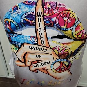 White thin strap body suit Wisper words of wisdom design , size S